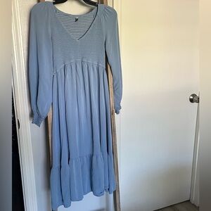 Cottagecore Style Smocked Denim Dress